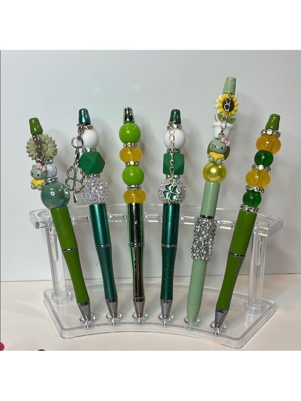 Green and Yellow Beaded Pens Set
